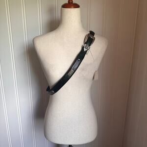 Vintage 90s Western Black Leather Belt 35-39